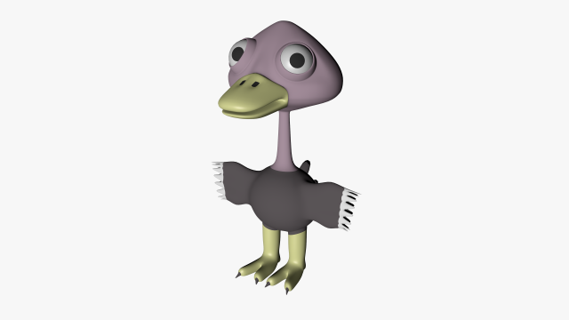 Funny Cartoon Ostrich 3D Model