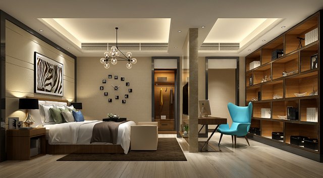 Stylish bedroom complete 103 3D Model