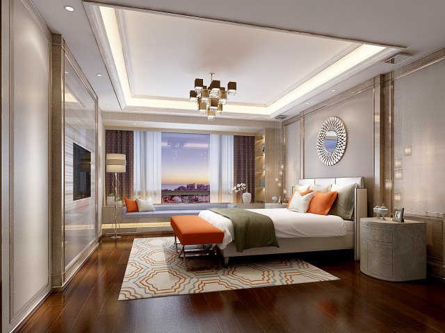 Stylish master bedroom design 81 3D Model