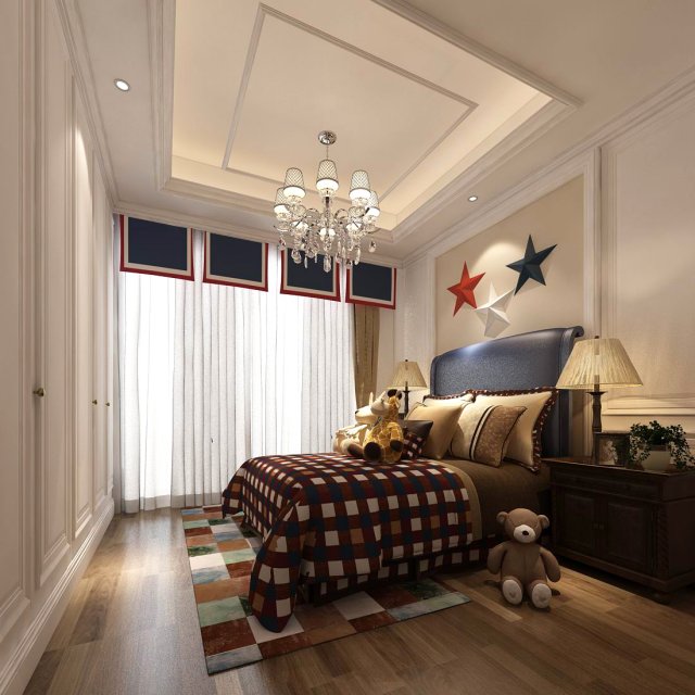 Stylish bedroom complete 01 3D Model