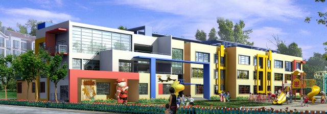 Kindergarten happy city office buildings – 02 3D Model