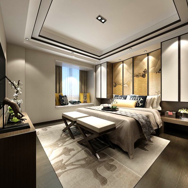 Stylish master bedroom design 65 3D Model
