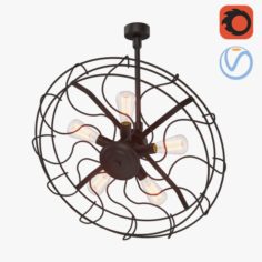 Loft fan style chandelier 3D Model