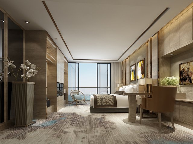 Bedroom hotel suites designed a complete 87 3D Model