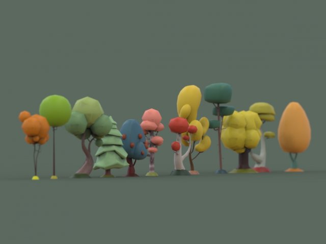 Low Poly tree collection 3D Model