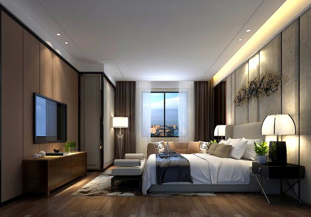 Stylish master bedroom design 89 3D Model