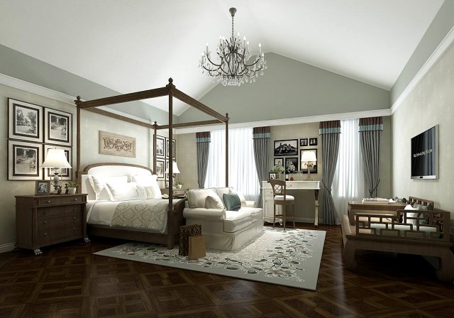 Stylish bedroom complete 84 3D Model