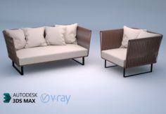 Kettal Bitta 2-Seater sofa and Club armchair 3D Model