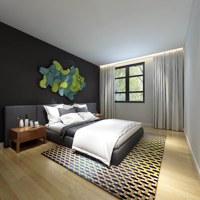 Stylish master bedroom design 94 3D Model
