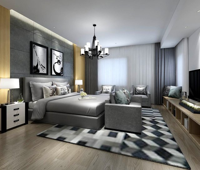 Stylish master bedroom design 41 3D Model