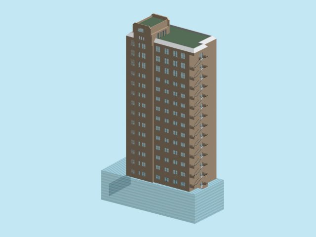 City hotel simple office building – 112 3D Model