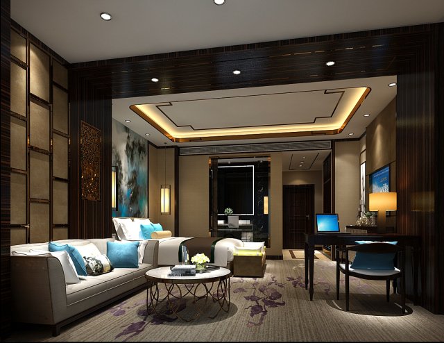 Bedroom hotel suites designed a complete 14 3D Model