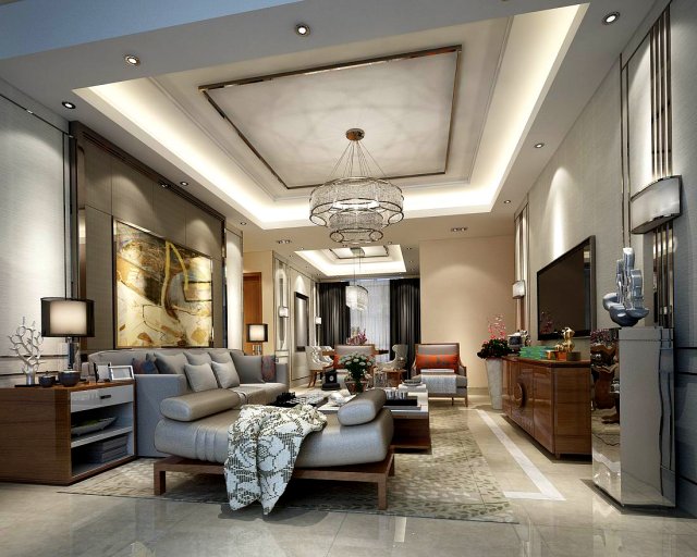 Stylish avant-garde living room design 34 3D Model