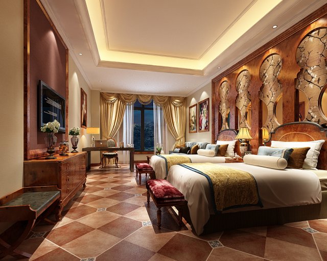 Bedroom hotel suites designed a complete 134 3D Model