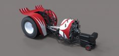 Pulling tractor with radial engine 3D Model