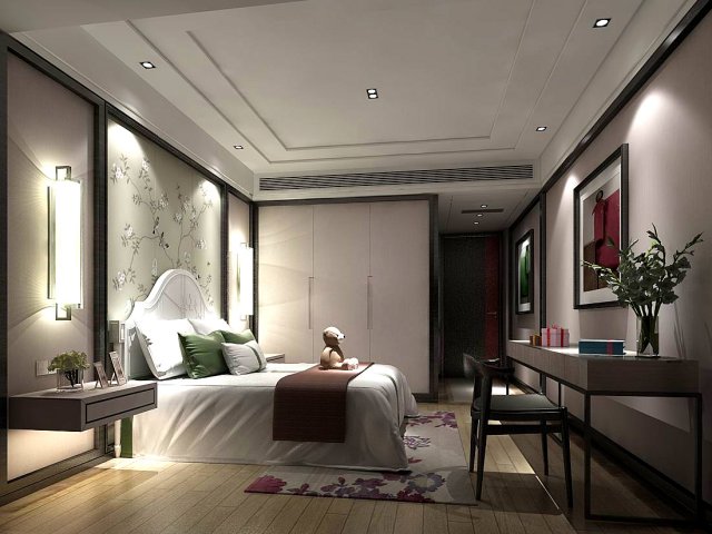 Stylish bedroom complete 168 3D Model
