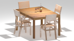 Solid wood table with bottle wine 3D Model
