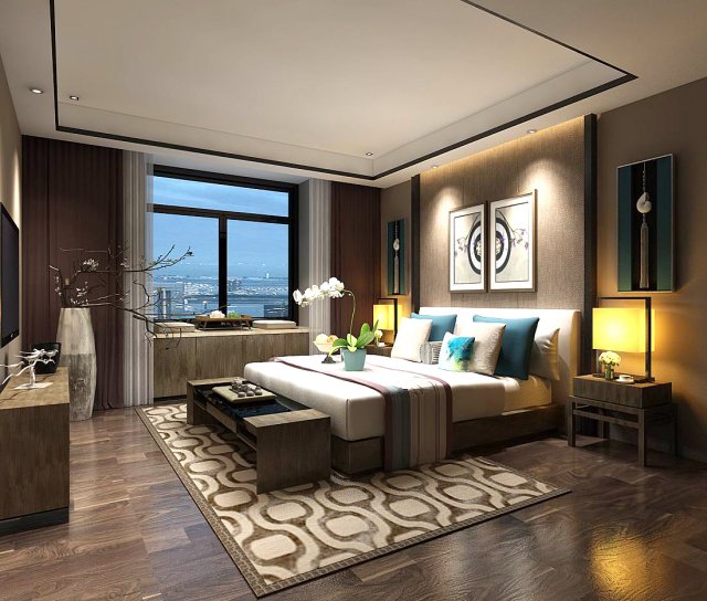 Stylish master bedroom design 66 3D Model