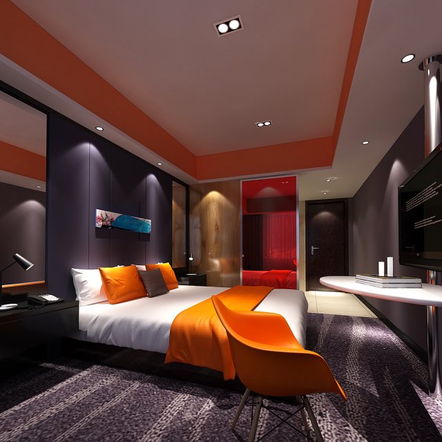 Bedroom hotel suites designed a complete 103 3D Model