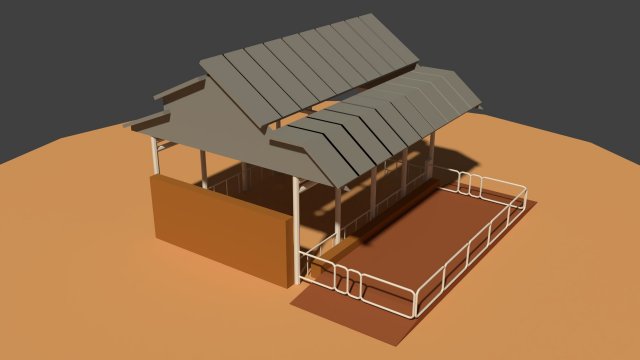 Low Poly Cowshed 3D Model