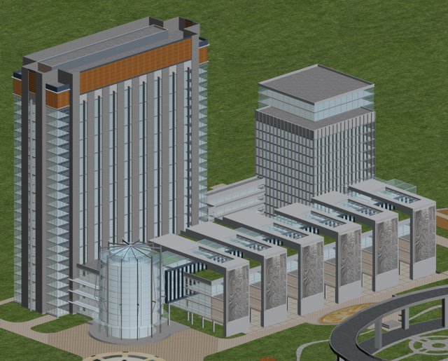 City office building construction avant-garde design hotel – 453 3D Model