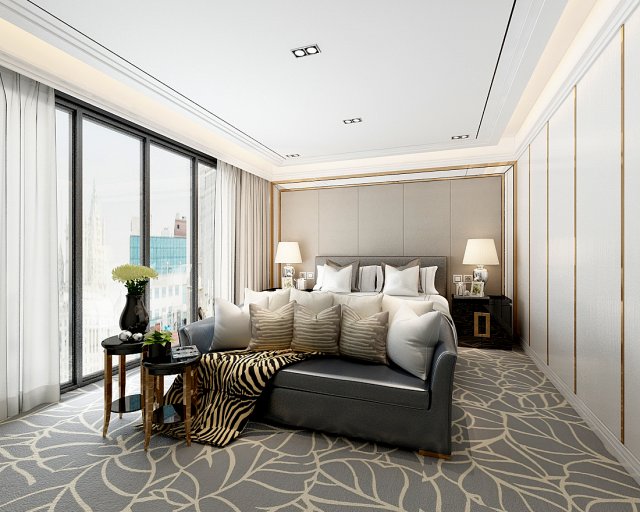 Stylish master bedroom design 84 3D Model