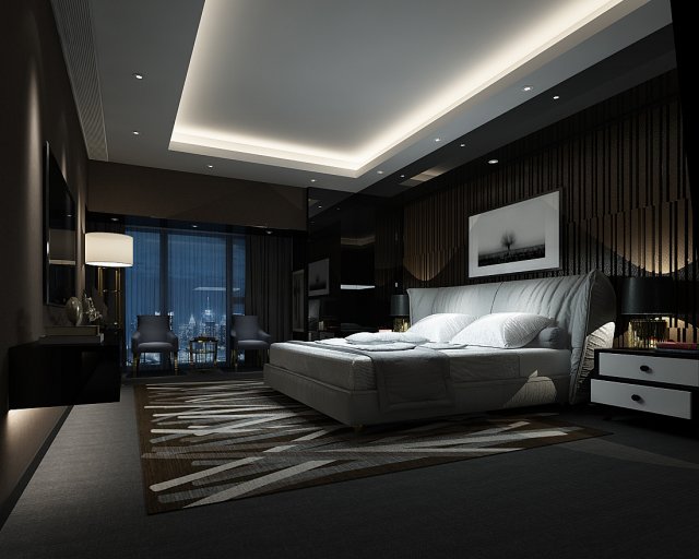 Bedroom hotel suites designed a complete 107 3D Model