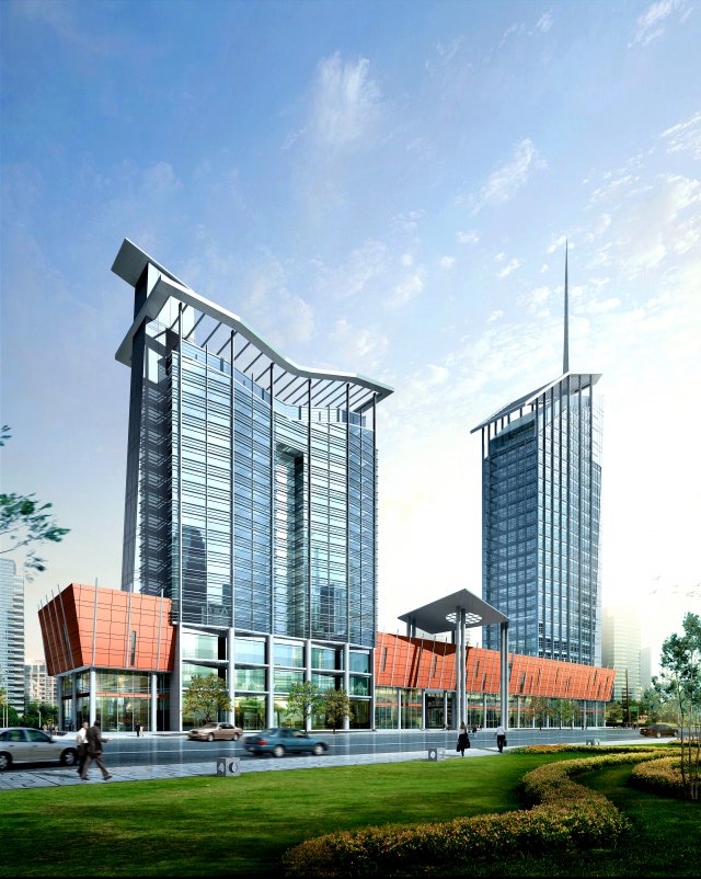 City office building construction avant-garde design hotel – 5644 3D Model