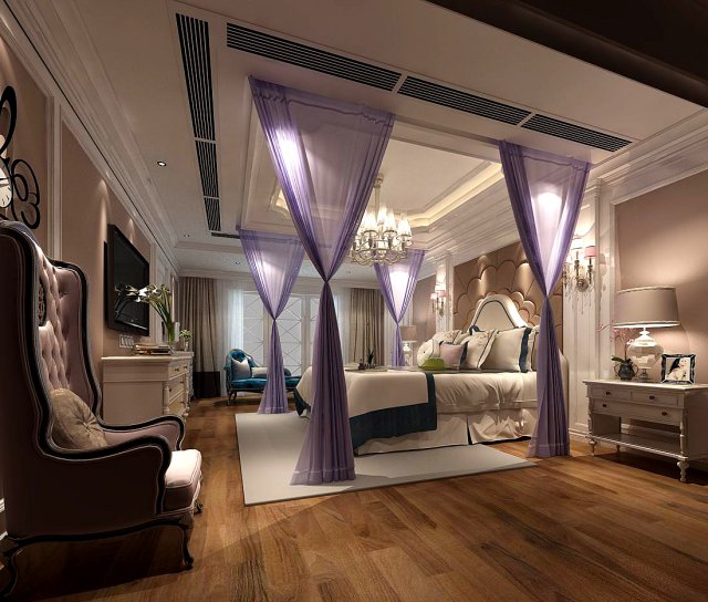Stylish bedroom complete 42 3D Model