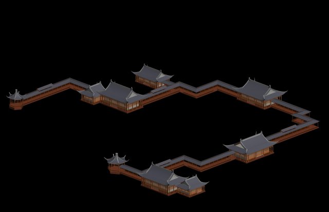 City chinese ancient luxury palace building – 55 3D Model