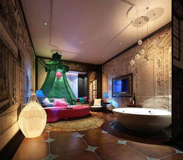 Bedroom hotel suites designed a complete 72 3D Model
