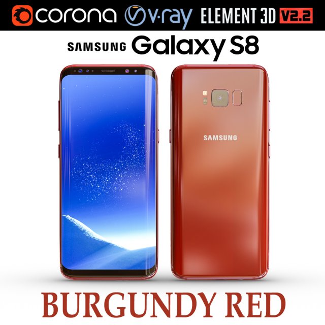 Samsung Galaxy S8 BURGUNDY RED 3D Model