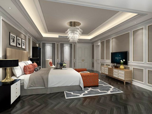Stylish bedroom complete 35 3D Model