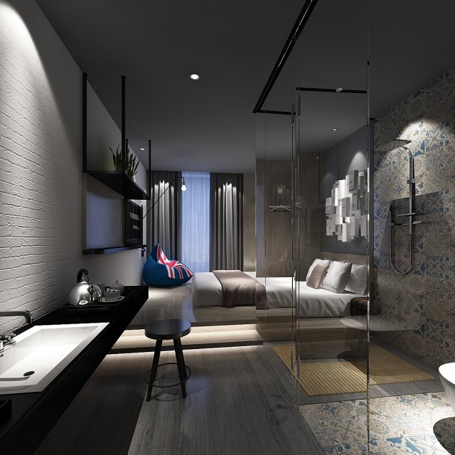 Bedroom hotel suites designed a complete 138 3D Model