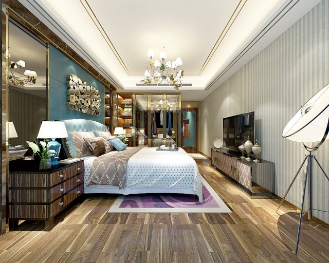 Stylish master bedroom design 78 3D Model