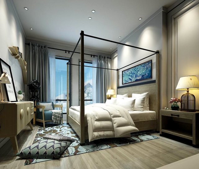Stylish master bedroom design 39 3D Model