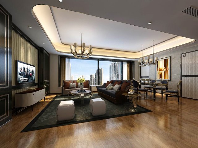 Stylish avant-garde living room design 26 3D Model