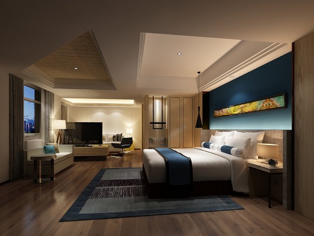 Bedroom hotel suites designed a complete 139 3D Model