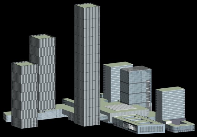 City hotel simple office building – 214 3D Model