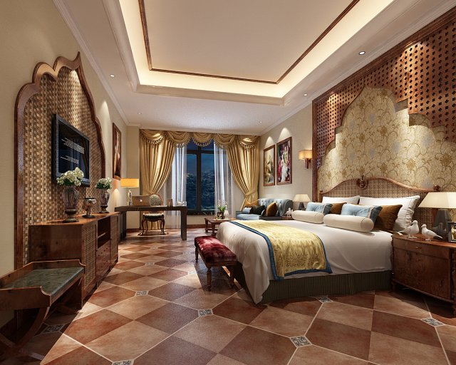 Bedroom hotel suites designed a complete 136 3D Model