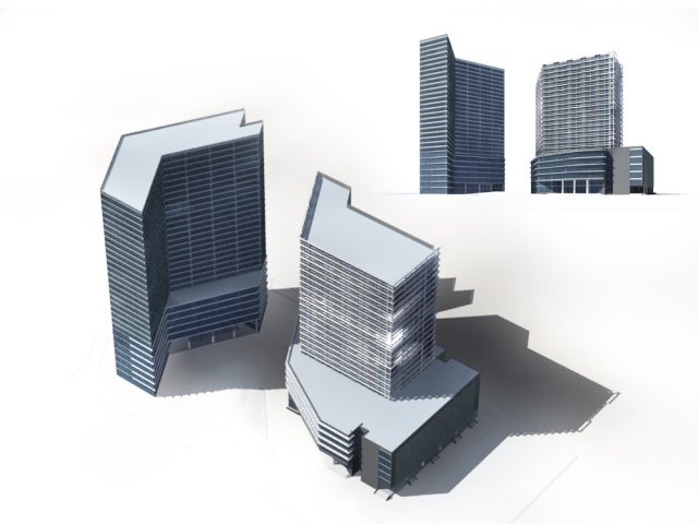 City office building construction avant-garde design hotel – 24 3D Model