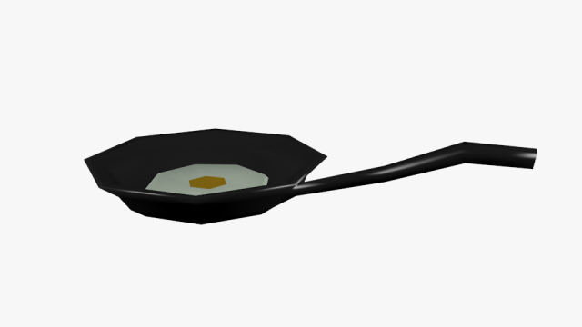 Frying Pan With Egg Lowpoly 3D Model