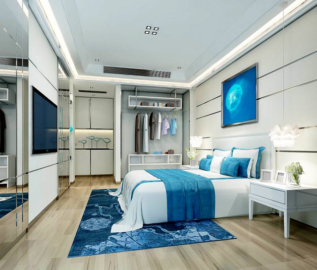 Stylish bedroom complete 107 3D Model