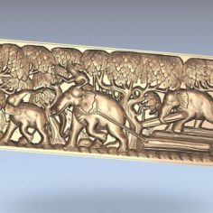 elephants forest scenery relief model 3D Print Model
