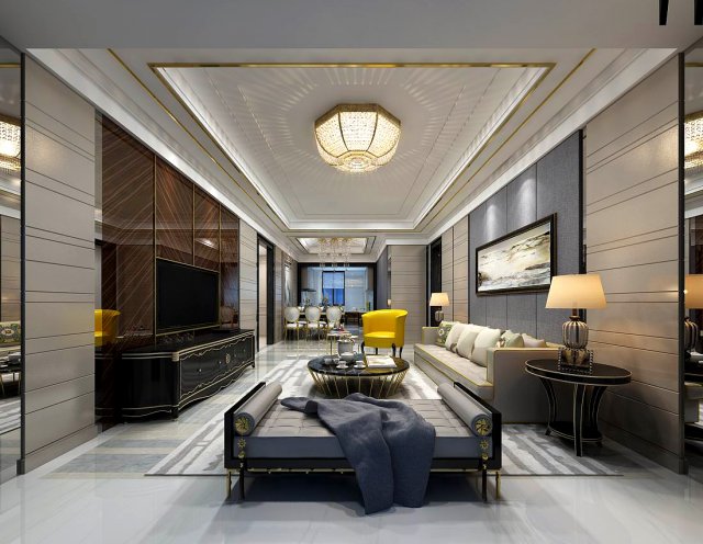 Stylish avant-garde living room design 15 3D Model