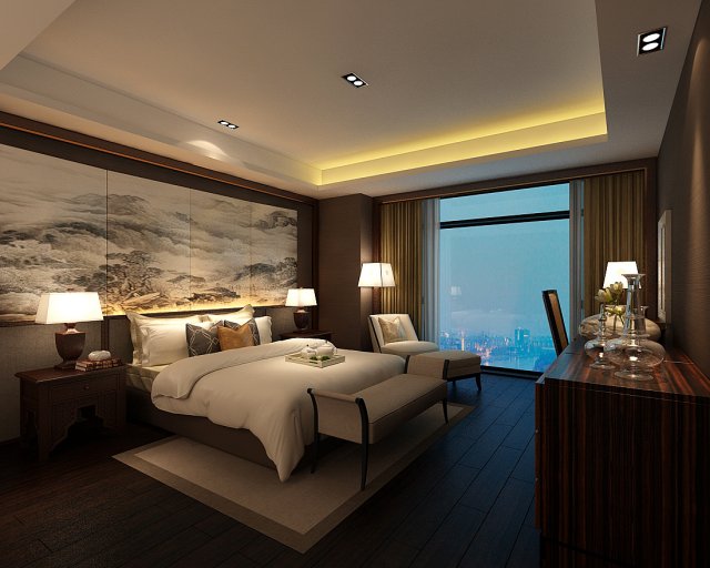 Bedroom hotel suites designed a complete 49 3D Model