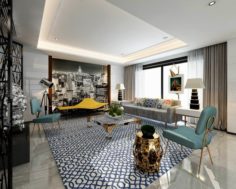 Stylish avant-garde living room design 06 3D Model