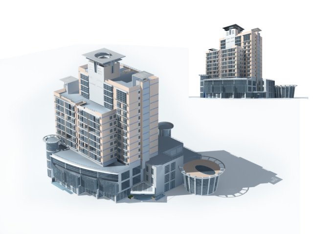 City office building construction avant-garde design hotel – 26 3D Model