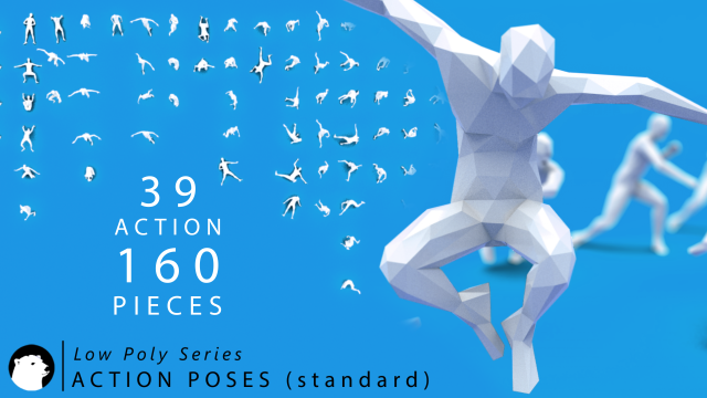 Low Poly Series – Human Action Poses standard 3D Model