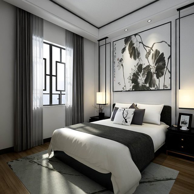 Stylish bedroom complete 169 3D Model